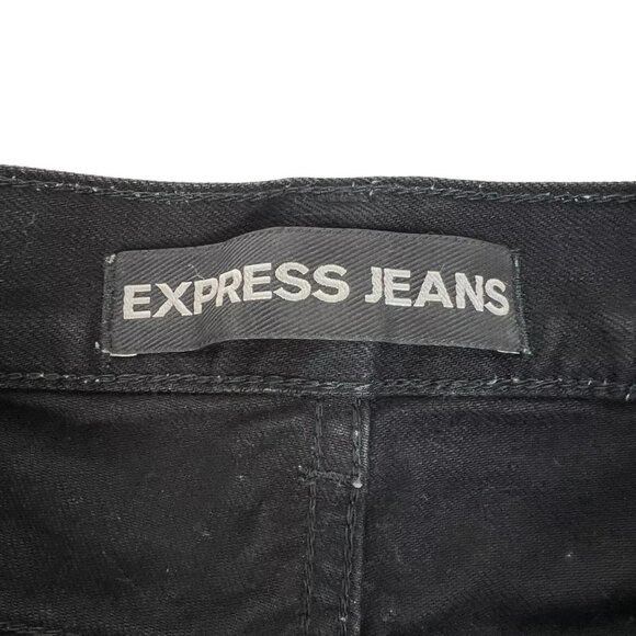 Express Jeans Womens Black Hem Ripped Distressed Denim Cut Off Shorts Size 4 - Picture 7 of 11